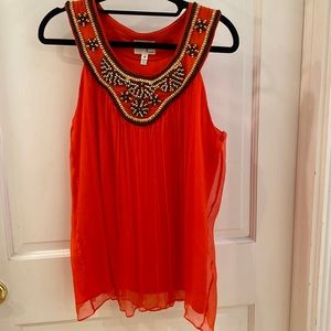 MILLY orange & beaded silk swing top! Size 4